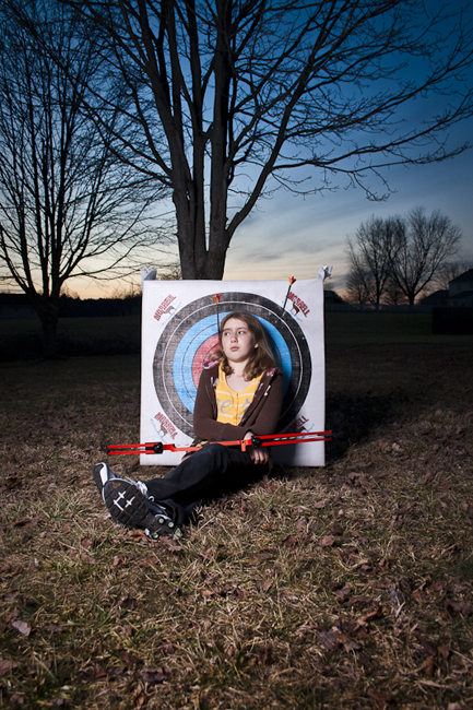 Peyton during our archery shoot.